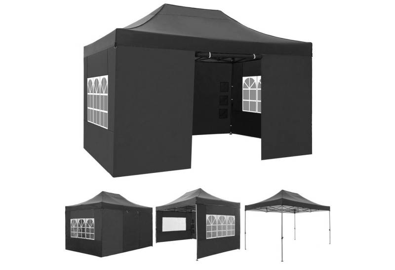LUCKZON Pavillon 3 x 4.5m Wasserdicht & UV-Schutz für Garten Terrasse Feier Party, mit 4 Seitenteilen, mit 4 Seitenteilen 12 Heringe & 4 Seile & 1 Tragetasche Partyzelte von LUCKZON