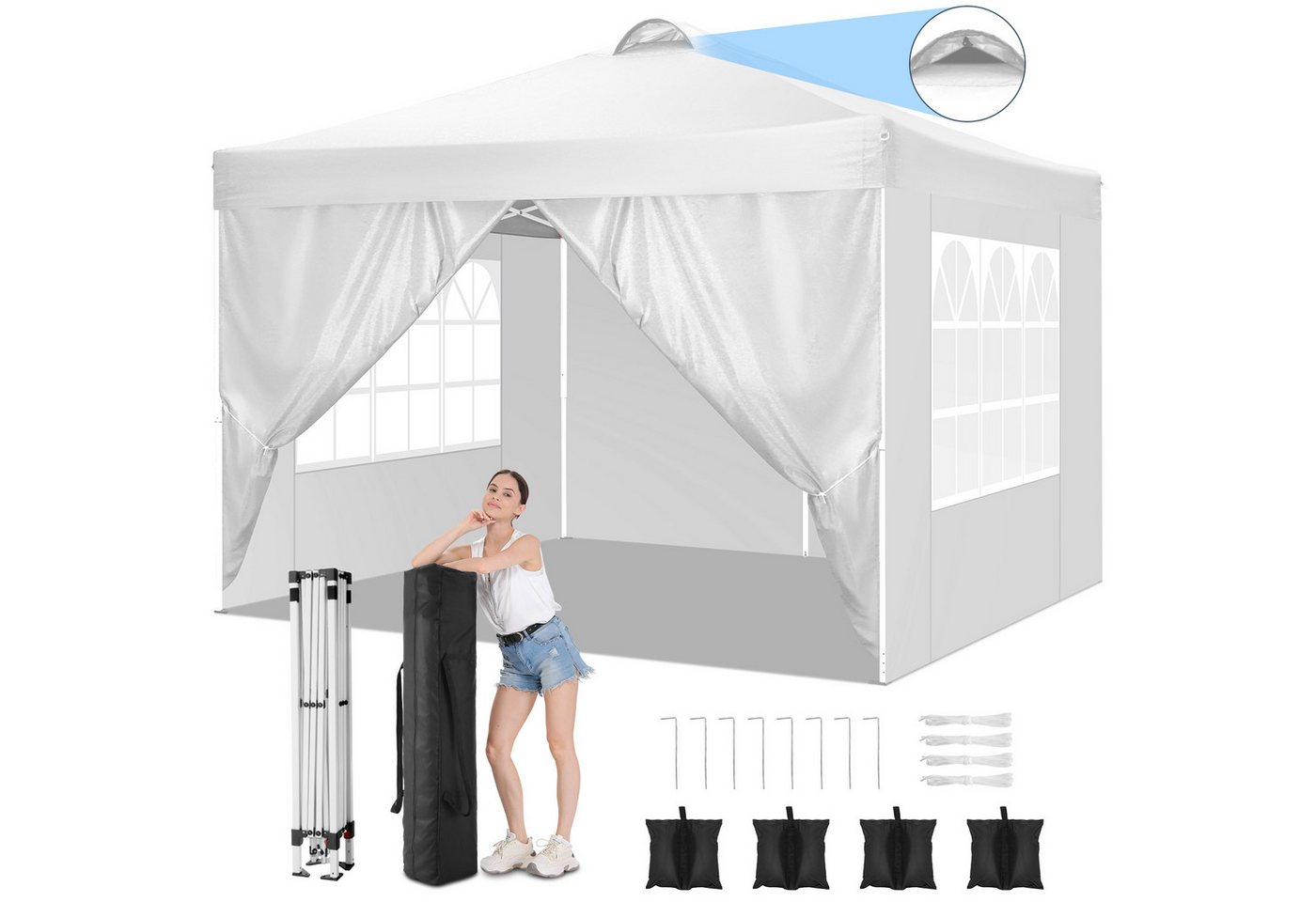 LUCKZON Pavillon 3x3 Pavillon Wasserdicht Pop up Faltpavillon UV 50+, mit 4 Seitenteilen, mit 4 Seitenteilen Faltbar Zelt Gartenpavillon LUCKZON Pavillon 3x3 Pavillon Wasserdicht Pop up Faltpavillon UV 50+, mit 4 Seitenteilen, mit 4 Seitenteilen Faltbar Zelt Gartenpavillon von LUCKZON