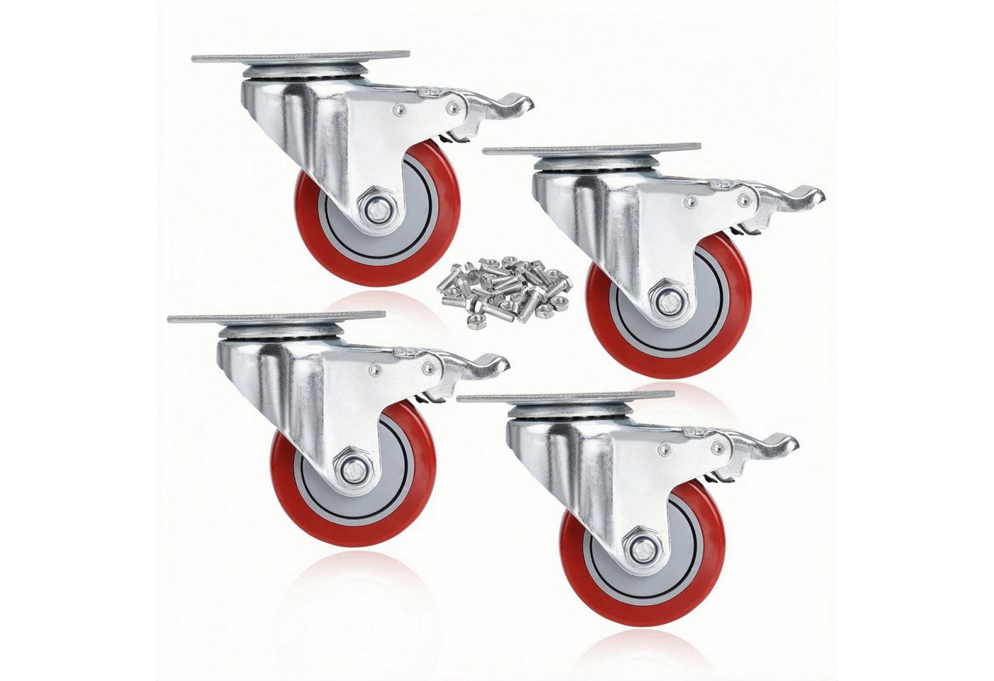 LUCKZON Schwerlastrolle 7,5 cm Hochleistungsrollen Belastung 908 kg 360°-Schwenkplatte, (Set), verschließbare Lagerrolle mit Bremsen für Möbel und Werkbank 4er-Set von LUCKZON