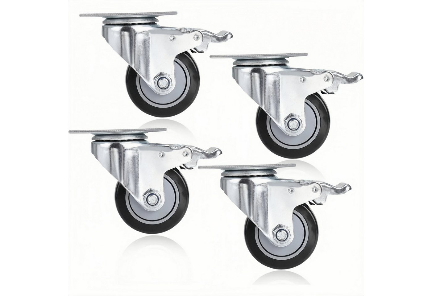 LUCKZON Schwerlastrolle 7,5 cm Hochleistungsrollen Belastung 908 kg 360°-Schwenkplatte, (Set), verschließbare Lagerrolle mit Bremsen für Möbel und Werkbank 4er-Set von LUCKZON