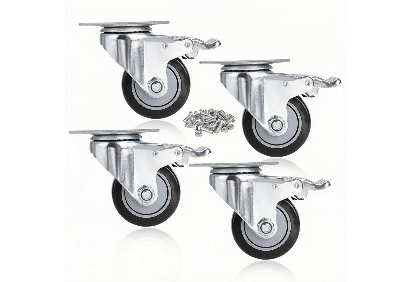 LUCKZON Schwerlastrolle 7,5 cm Hochleistungsrollen Belastung 908 kg 360°-Schwenkplatte, (Set), verschließbare Lagerrolle mit Bremsen für Möbel und Werkbank 4er-Set von LUCKZON
