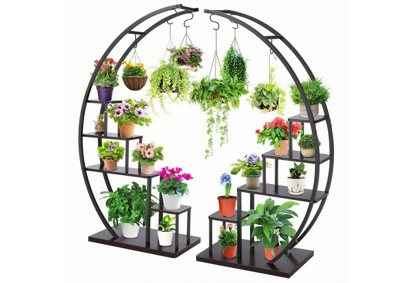 LUCKZON Standregal 5-stufig kreativ hoher Blumentopfständer in Halbmondform mit 6 Haken, Pflanzenständer aus Metall in Leiterform für den Innenbereich 2er-Pack LUCKZON Standregal 5-stufig kreativ hoher Blumentopfständer in Halbmondform mit 6 Haken, Pflanzenständer aus Metall in Leiterform für den Innenbereich 2er-Pack von LUCKZON