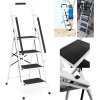 4 Stufen Klappleiter mit Handlauf Trittleiter Klappbar Tragbare kompakte Leiter Rutschfeste Matte Einfache Aufbewahrung Stehleiter für Home Kitchen von LUCN
