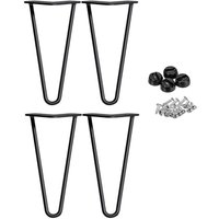 4er-Set Metall Haarnadel Tischbeine 10 Zoll/25cm Höhe 2 Streben Möbelbeine diy für Couchtische, Schreibtische, Nachtständer oder Stühle, Schwarz von LUCN