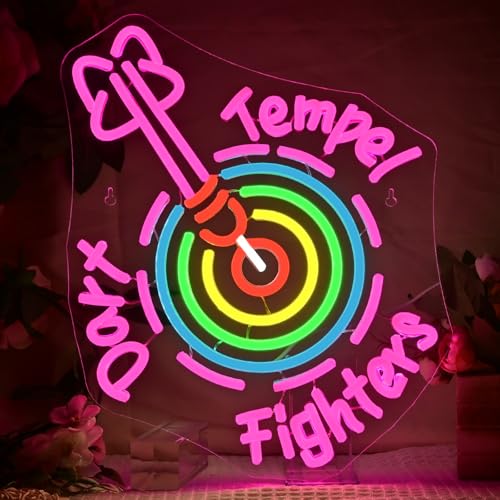 LUCUNSTAR Dart Neon Schild, Darts Led Leuchtschil Wand,Game Led Neon Sign,Dimmbar,USB-Stromanschluss,Gaming Lampe Schild Für Spielzimmer Kneipe Heim Bar Club MäNnerhöHle Party Dekor von LUCUNSTAR