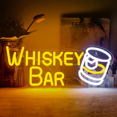 LUCUNSTAR Whiskey Bar Neonschild Bar Zeichen Led Neon Zeichen für Wand Dekor Bar Beleuchtung Zeichen für Home Bar Cart Restaurant Mann Höhle Bier Cafe Bistro Club Party Geschenk von LUCUNSTAR