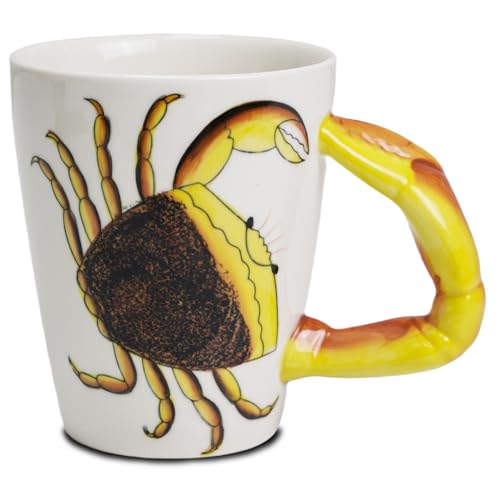 LUCYLANKER Lustige Krabbe Kaffeetasse, Personalisierte Krabbe Becher, 3D Tier Tasse, Süße Krabben Becher, Geburtstagsgeschenk für Männer, Frauen, Freunde, Tierliebhaber, 400ML (Krabbe 1) von LUCYLANKER