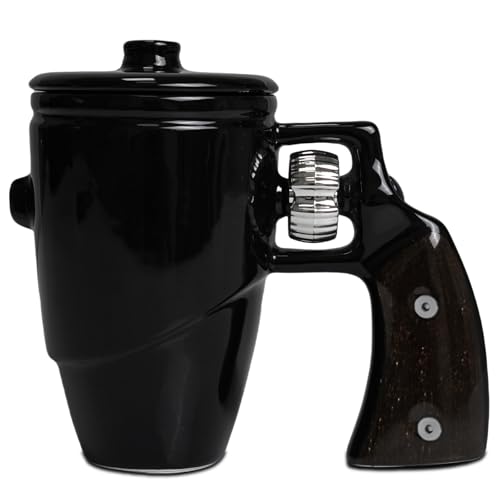 LUCYLANKER Stilvolle und Lustige Keramik Kaffeetasse mit Waffengriff, Originelle Tasse, Personalisierte Revolver Kaffeetasse, 3D Waffengriff, Militärgeschenke für Männer, 450 ML (06) von LUCYLANKER