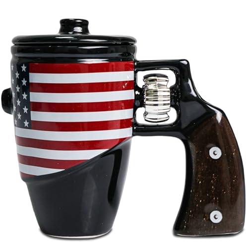 LUCYLANKER Stilvolle und Lustige Keramik Kaffeetasse mit Waffengriff, Originelle Tasse, Personalisierte Revolver Kaffeetasse, 3D Waffengriff, Militärgeschenke für Männer, 450 ML (07) von LUCYLANKER
