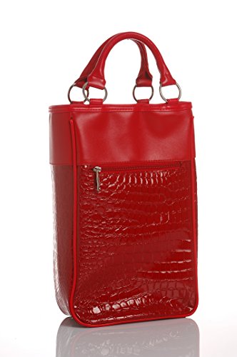 LUDI-VIN Haute Couture Isoliertasche mit 2 Flaschen und Korkenzieher, Stoff, rot, 21,5 x 11,5 x 34 cm, 2 von LUDI-VIN