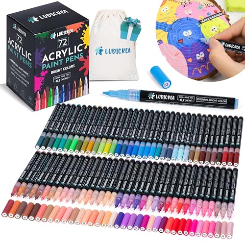 LUDICREA Set mit 72 Acryl-Filzstiften, zum Ausmalen für Erwachsene/Kinder, zum Zeichnen auf Papier, Stoff, Felsen, Glas, Holz, Metall & Farbe | Filzstifte, Wassermarker, feine Spitze 0,7 mm, Mystere | LUDICREA Set mit 72 Acryl-Filzstiften, zum Ausmalen für Erwachsene/Kinder, zum Zeichnen auf Papier, Stoff, Felsen, Glas, Holz, Metall & Farbe | Filzstifte, Wassermarker, feine Spitze 0,7 mm, Mystere | von LUDICREA