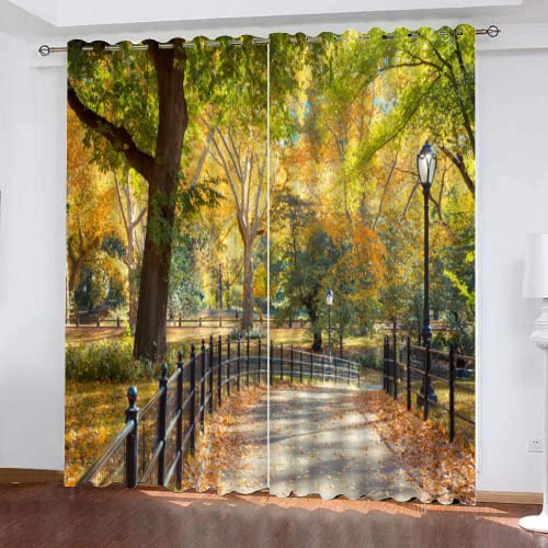 LUDSOL Sonne Verlässt Verdunkelung mit Ösen Vorhänge, Wald Schönheit 3D Gedruckt gardinen 245×140 cm (H×B) Modern für Dekoration Kinderzimmer Wohnzimmer Schlafzimmer 2er-Set von LUDSOL