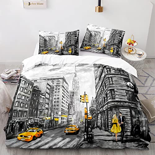 LUDVIK 155X220 cm Bettwäsche New York Duvet Cover 155X220 Mikrofaser Bettwäsche-Set Schnell Trocknend Und Kein Bügeln + 2 Kissenbezüge 80X80Cm LUDVIK 155X220 cm Bettwäsche New York Duvet Cover 155X220 Mikrofaser Bettwäsche-Set Schnell Trocknend Und Kein Bügeln + 2 Kissenbezüge 80X80Cm von LUDVIK