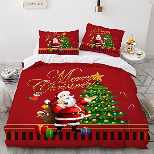 LUDVIK 220X240 cm Bettwäsche Weihnachten Weihnachts Wintermotiv Weihnachtsmotiv Bettwäsche Jungen 220X240 Mikrofaser Sommerbettwäsche Schnell Trocknend Und Kein Bügeln + 2 Kissenbezüge 80X80Cm von LUDVIK