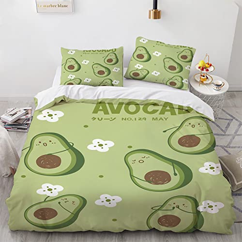 LUDVIK Avocado Bettwäsche Mikrofaser Duvet Cover Set Schnell Trocknend Und Kein Bügeln Bettwäsche 135X200 3Teilig 135X200 cm + 2 Kissenbezüge 80X80Cm von LUDVIK