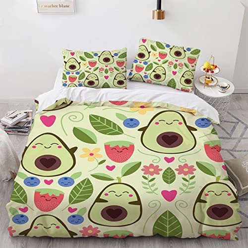 LUDVIK Bett 135X200Cm Bettwäsche Mikrofaser 135X200 cm Bettwäsche Avocado Bettwäsche Jugendliche Schnell Trocknend Und Kein Bügeln + 2 Kissenbezüge 80X80Cm von LUDVIK