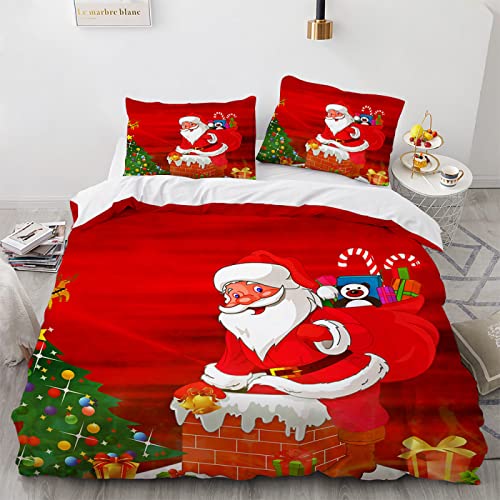 LUDVIK Bettbezug Set Weihnachten Weihnachts Wintermotiv Weihnachtsmotiv Bettwäsche 135X200 cm Mikrofaser 135X200 Bettwäsche Set Schnell Trocknend Und Kein Bügeln + 2 Kissenbezüge 80X80Cm von LUDVIK