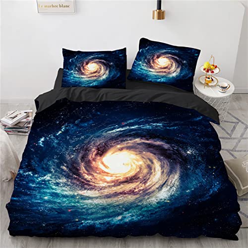 LUDVIK Bettenset 200X200 3 Teilig Mikrofaser 200X200 cm Bettwäsche Sterne Himmel Bettwäsche 3 Teiliges Set Schnell Trocknend Und Kein Bügeln + 2 Kissenbezüge 80X80Cm von LUDVIK