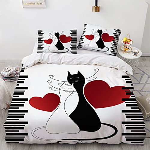 LUDVIK BettwäSche Romantisch Romantik Verliebte Love Bettwäsche 240X260 cm Mikrofaser Duvet Cover 240X260 Schnell Trocknend Und Kein Bügeln + 2 Kissenbezüge 80X80Cm von LUDVIK