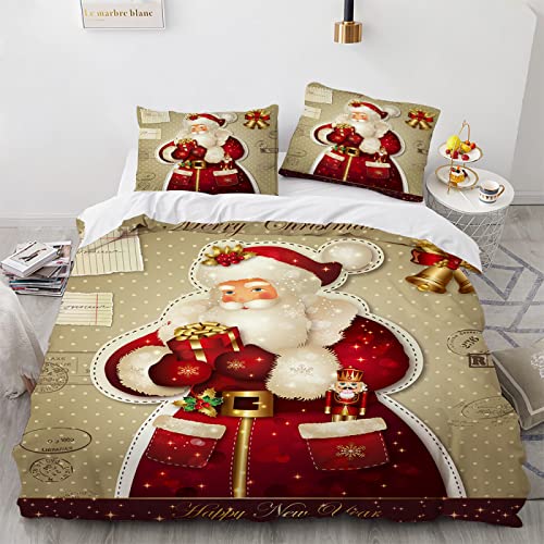 LUDVIK Bettwaesche 240X260 Mikrofaser + 2 Kissenbezüge 80X80Cm Kinderbettwäsche Set Schnell Trocknend Und Kein Bügeln Bettwäsche Weihnachten Weihnachts Wintermotiv Weihnachtsmotiv Santa 240X260 cm von LUDVIK