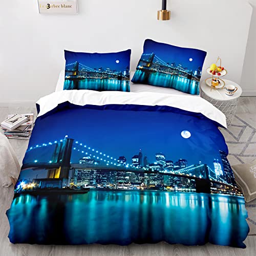 LUDVIK Bügelfreie Bettwäsche New York Bettwäsche 240X260 cm Mikrofaser Bett 240X260 Bettwäsche Schnell Trocknend Und Kein Bügeln + 2 Kissenbezüge 80X80Cm von LUDVIK