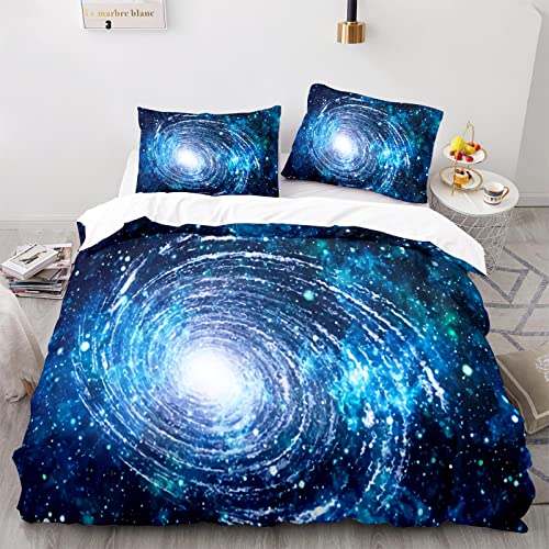LUDVIK Galaxie Galaxy Weltraum Space 155X220 Deckenbezug Bettwäsche Mikrofaser Kuschel Bettwäsche Schnell Trocknend Und Kein Bügeln 155X220 cm + 2 Kissenbezüge 80X80Cm von LUDVIK