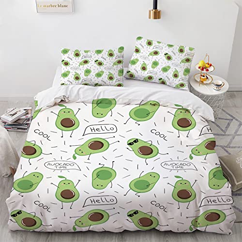 LUDVIK Mikrofaser Bedding Schnell Trocknend Und Kein Bügeln Bettwäsche Avocado + 2 Kissenbezüge 80X80Cm Bettwäsche 220X155 155X220 cm von LUDVIK