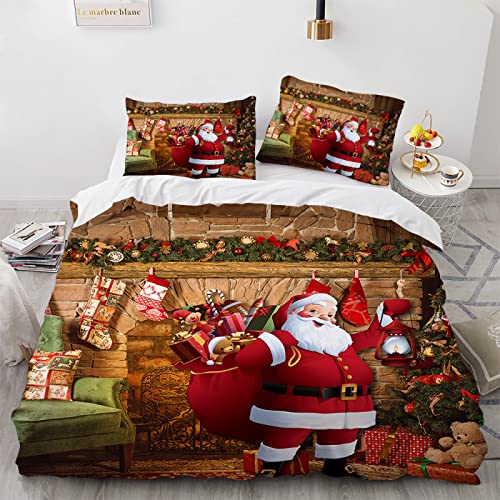 LUDVIK Mikrofaser Bettbezüge Schnell Trocknend Und Kein Bügeln Bettwäsche Weihnachten Weihnachts Wintermotiv Weihnachtsmotiv + 2 Kissenbezüge 80X80Cm Deckenbezug 155X220 155X220 cm von LUDVIK