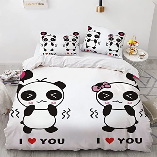 LUDVIK Romantisch Romantik Verliebte Love Bettwäsche Set 200X200 Bettwäsche Mikrofaser Duvet Cover Sets Schnell Trocknend Und Kein Bügeln 200X200 cm + 2 Kissenbezüge 80X80Cm von LUDVIK