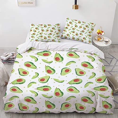 LUDVIK Schnell Trocknend Und Kein Bügeln Bettwäsche-Sets 155X220 cm + 2 Kissenbezüge 80X80Cm Mikrofaser Kinderbettwäsche 155X220 Jungen Avocado Bettwäsche von LUDVIK