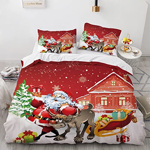 LUDVIK Weihnachten Weihnachts Wintermotiv Weihnachtsmotiv Winterbettwäsche 155X220 Bettwäsche Mikrofaser Bettwäsche Mädchen Schnell Trocknend Und Kein Bügeln 155X220 cm + 2 Kissenbezüge 80X80Cm von LUDVIK