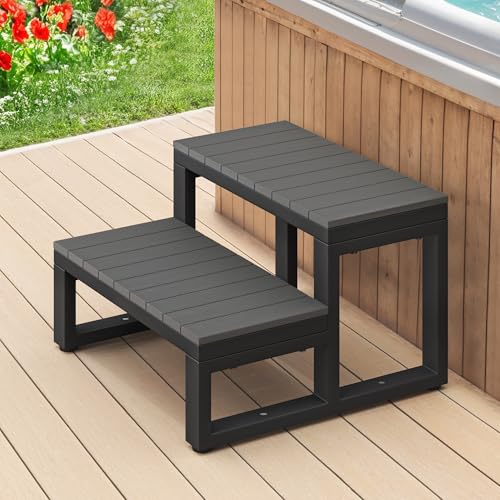 LUE BONA 2-Stufen Whirlpooltreppe, rutschfeste Poolleiter mit HDPS-Stufen & Aluminiumrahmen, für Whirlpool, Pool & Terrasse, 60 x 53 x 38 cm,Dunkelgrau LUE BONA 2-Stufen Whirlpooltreppe, rutschfeste Poolleiter mit HDPS-Stufen & Aluminiumrahmen, für Whirlpool, Pool & Terrasse, 60 x 53 x 38 cm,Dunkelgrau von LUE BONA