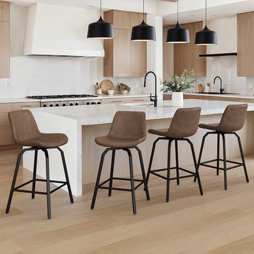 LUE BONA 360°Drehbarer Barhocker 4er Set mit Lehne,66cm Hoch Drehsessel–Barstuhl Metall mit Kunstleder Sitzfläche,Bar Hocker mit 4 Metallbeinen,Moderner Barstuhl für Küche,Theke,Braun LUE BONA 360°Drehbarer Barhocker 4er Set mit Lehne,66cm Hoch Drehsessel–Barstuhl Metall mit Kunstleder Sitzfläche,Bar Hocker mit 4 Metallbeinen,Moderner Barstuhl für Küche,Theke,Braun von LUE BONA