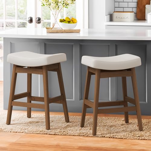 LUE BONA Barhocker 2er Set,Barhocker 61 cm Hoch,KüChenhocker mit Kunstleder Sitzfläche und Fußstütze,Bar Hocker mit 4 Holzbeinen,Moderner Barstuhl für Restaurant,Wohnzimmer,Bar,Antikes Weiß LUE BONA Barhocker 2er Set,Barhocker 61 cm Hoch,KüChenhocker mit Kunstleder Sitzfläche und Fußstütze,Bar Hocker mit 4 Holzbeinen,Moderner Barstuhl für Restaurant,Wohnzimmer,Bar,Antikes Weiß von LUE BONA