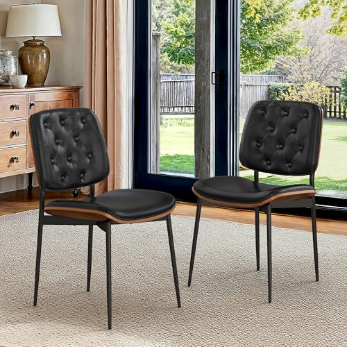 LUE BONA Esszimmerstühle 2er Set, gepolstert, Kunstleder, Gebogene Holzlehne, Moderner Polsterstuhl mit Rückenlehne für Wohnzimmer & Esszimmer, Schwarz LUE BONA Esszimmerstühle 2er Set, gepolstert, Kunstleder, Gebogene Holzlehne, Moderner Polsterstuhl mit Rückenlehne für Wohnzimmer & Esszimmer, Schwarz von LUE BONA