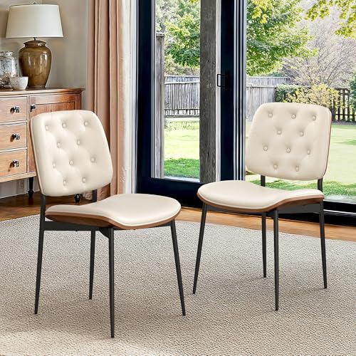 LUE BONA Esszimmerstühle 2er Set, gepolstert, Kunstleder, Gebogene Holzlehne, Moderner Polsterstuhl mit Rückenlehne für Wohnzimmer & Esszimmer,Weiß LUE BONA Esszimmerstühle 2er Set, gepolstert, Kunstleder, Gebogene Holzlehne, Moderner Polsterstuhl mit Rückenlehne für Wohnzimmer & Esszimmer,Weiß von LUE BONA
