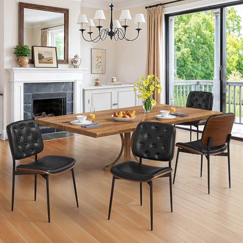 LUE BONA Esszimmerstühle 4er Set, gepolstert, Kunstleder, Gebogene Holzlehne, Moderner Polsterstuhl mit Rückenlehne für Wohnzimmer & Esszimmer, Schwarz LUE BONA Esszimmerstühle 4er Set, gepolstert, Kunstleder, Gebogene Holzlehne, Moderner Polsterstuhl mit Rückenlehne für Wohnzimmer & Esszimmer, Schwarz von LUE BONA