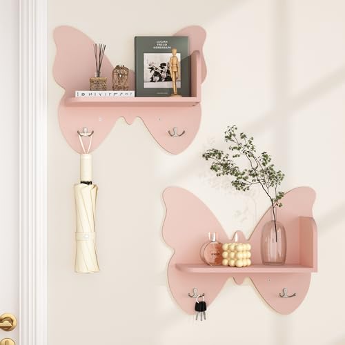 LUE BONA Wandregalen 2er Set,Regal zur Präsentation,Regal Wand wandregal Holz,Regalbrett,für Arbeitszimmer,Wohnzimmer,Badezimmer,Schlafzimmer,Pink LUE BONA Wandregalen 2er Set,Regal zur Präsentation,Regal Wand wandregal Holz,Regalbrett,für Arbeitszimmer,Wohnzimmer,Badezimmer,Schlafzimmer,Pink von LUE BONA