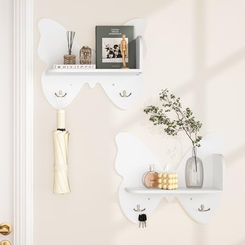 LUE BONA Wandregalen 2er Set,Regal zur Präsentation,Regal Wand wandregal Holz,Regalbrett,für Arbeitszimmer,Wohnzimmer,Badezimmer,Schlafzimmer,Weiß LUE BONA Wandregalen 2er Set,Regal zur Präsentation,Regal Wand wandregal Holz,Regalbrett,für Arbeitszimmer,Wohnzimmer,Badezimmer,Schlafzimmer,Weiß von LUE BONA