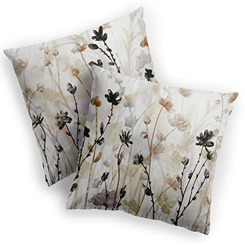LUEAXRG Bauernhaus Kissenbezüge 50 x 50 cm 2er Set für rustikale Heimdekorationen moderner Sofa-Wildblumen Überwurf-Kissenbezug Blumen-Überwurf Kissenbezüge Dekoration für Couch Schlafsofa von LUEAXRG