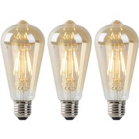 Luedd - 3er Set E27 led Lampen ST64 gold mit Hell-Dunkel Sensor 4W 400lm 2200K von LUEDD
