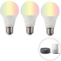 Intelligentes 3er-Set E27 RGBW LED-Lampe A60 9W 800 lm 2200-4000K von LUEDD