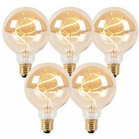 Luedd - Set mit 5 E27 dimmbaren LED-Glühfadenlampen G95 goldline von LUEDD