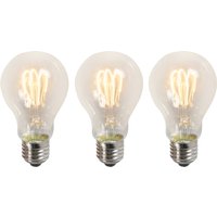 Set mit 3 E27-LED-Lampen mit gedrehtem Glühfaden, A60, klar, 3 W, 210 lm, 2200 K von LUEDD