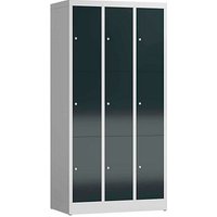 ClassiX Schließfachschrank anthrazit, lichtgrau X-520338, 9 Schließfächer 87,0 x 50,0 x 180,0 cm von ClassiX