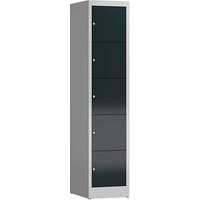 ClassiX Schließfachschrank anthrazit, lichtgrau X-523518, 5 Schließfächer 41,5 x 50,0 x 180,0 cm von ClassiX