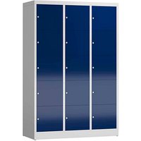 ClassiX Schließfachschrank enzianblau, lichtgrau X-523531, 15 Schließfächer 118,5 x 50,0 x 180,0 cm von ClassiX