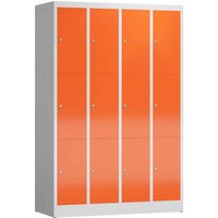 ClassiX Schließfachschrank feuerrot, lichtgrau X-520344, 12 Schließfächer 118,5 x 50,0 x 180,0 cm von ClassiX