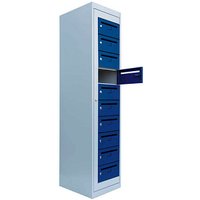 LÜLLMANN Schließfachschrank enzianblau, lichtgrau 526411, 10 Schließfächer 40,0 x 50,0 x 180,0 cm von LÜLLMANN