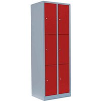 LÜLLMANN Schließfachschrank feuerrot, lichtgrau 520324, 6 Schließfächer 60,0 x 50,0 x 180,0 cm von LÜLLMANN